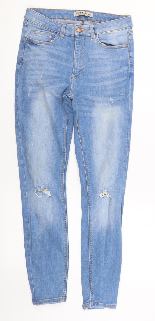 Denim Co. Womens Blue  Denim Straight Jeans Size 10 L28 in