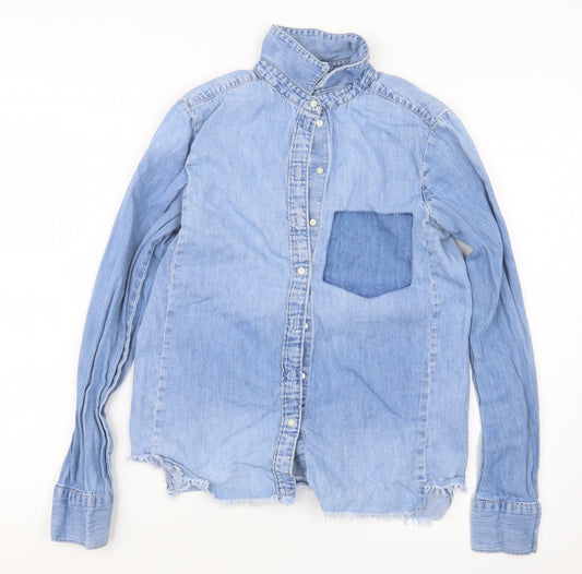 Womens UK Size 6 H&M Blue Basic Button-Up