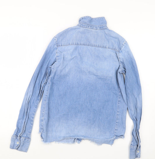 Womens UK Size 6 H&M Blue Basic Button-Up
