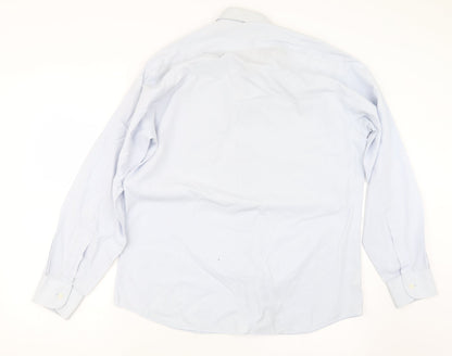 Mens UK Size 15.5 Marks and Spencer Blue  Button-Up Long Sleeve Casual Shirt
