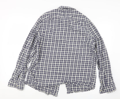 George Mens Blue Check   Button-Up Size M