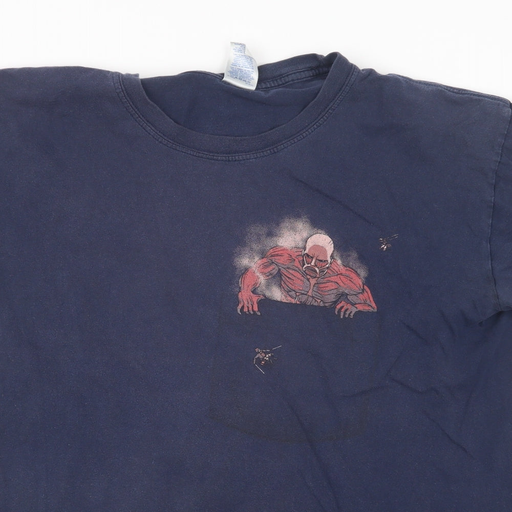 Mens UK Size L Gildan Blue  T-Shirt