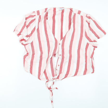 Debenhams Womens Pink Striped  Basic Button-Up Size 18