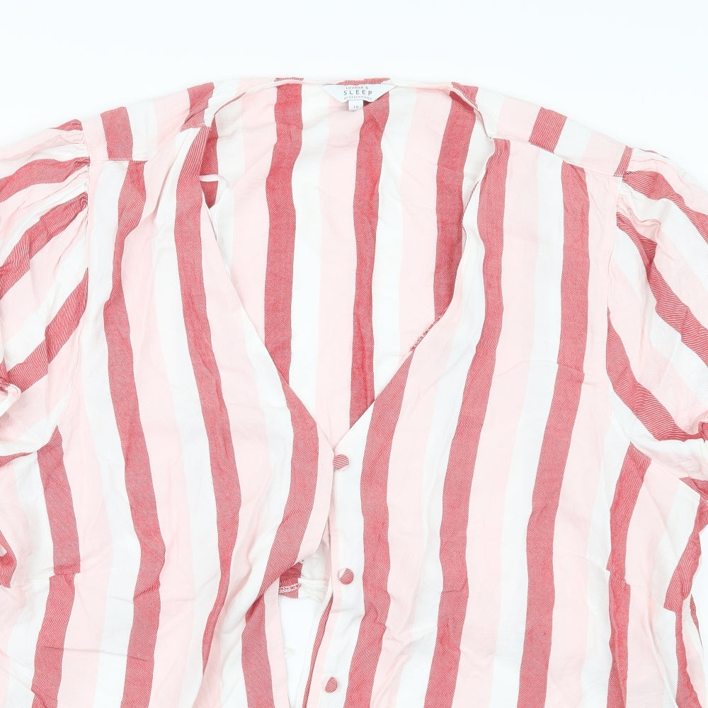 Debenhams Womens Pink Striped  Basic Button-Up Size 18
