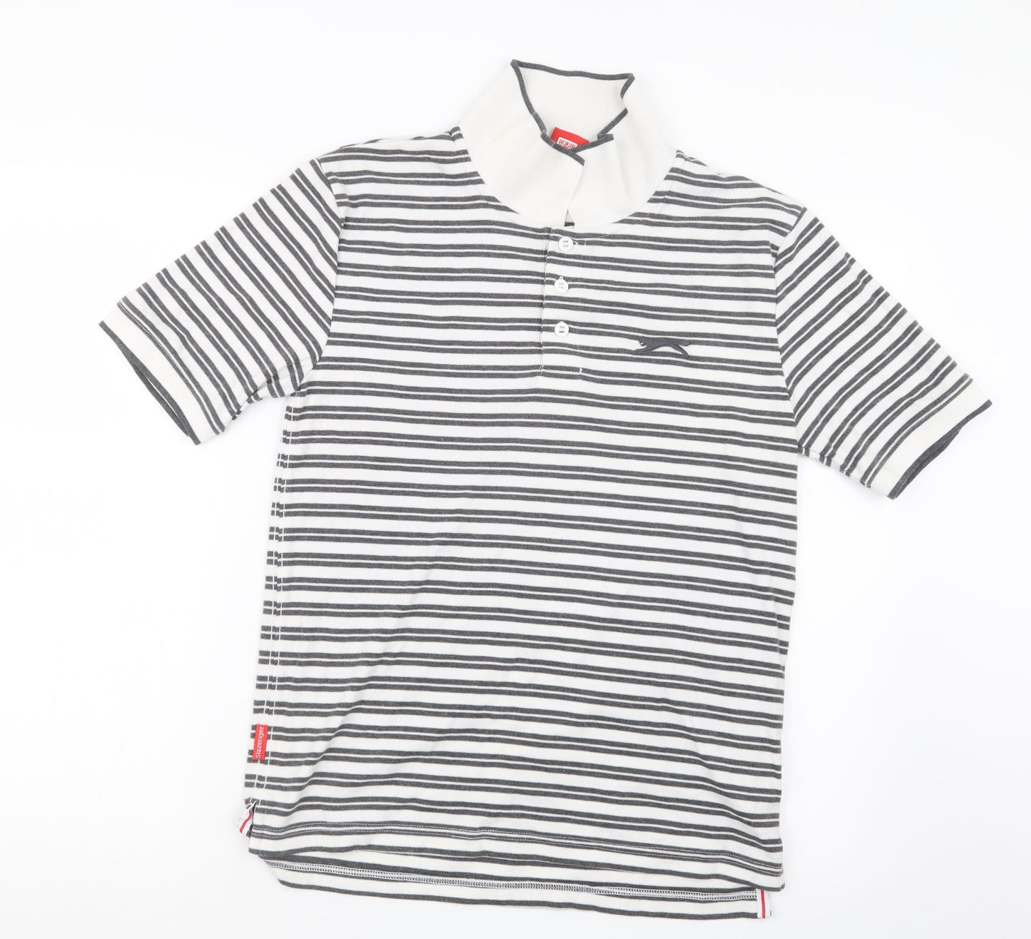 Slazenger Mens Black Striped   Polo Size S