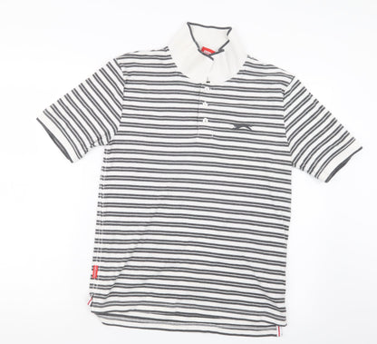Slazenger Mens Black Striped   Polo Size S