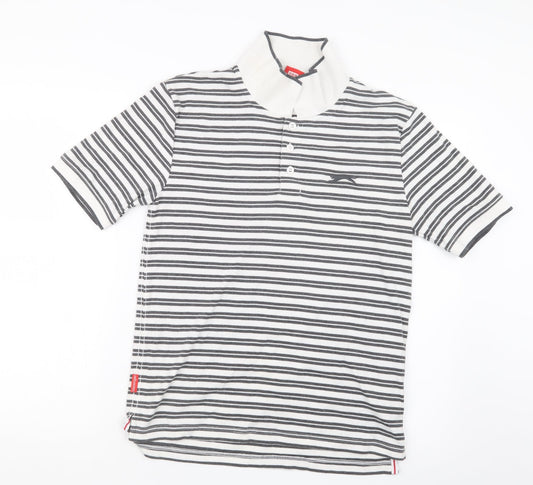 Slazenger Mens Black Striped   Polo Size S