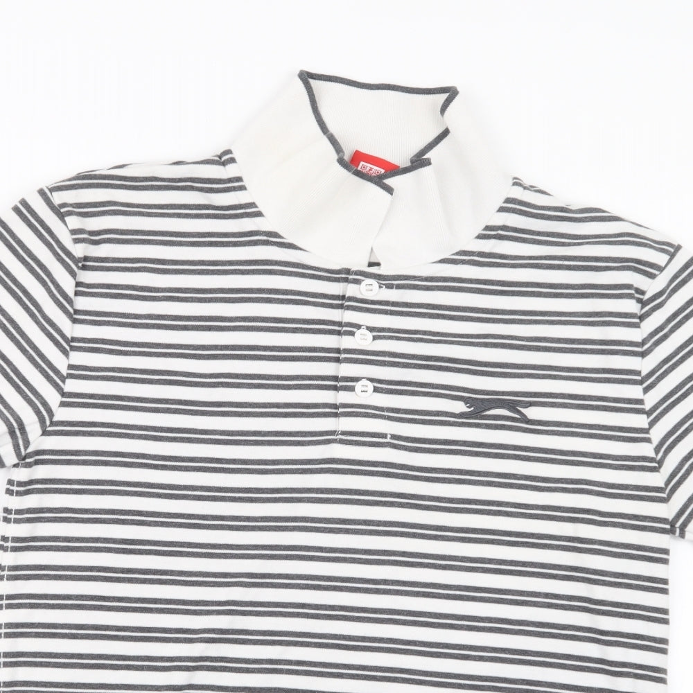 Slazenger Mens Black Striped   Polo Size S