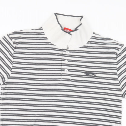 Slazenger Mens Black Striped   Polo Size S