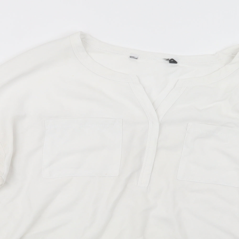 Womens UK Size 10 Preworn White Basic T-Shirt