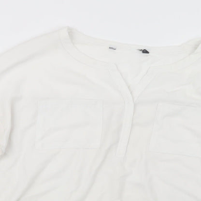 Womens UK Size 10 Preworn White Basic T-Shirt