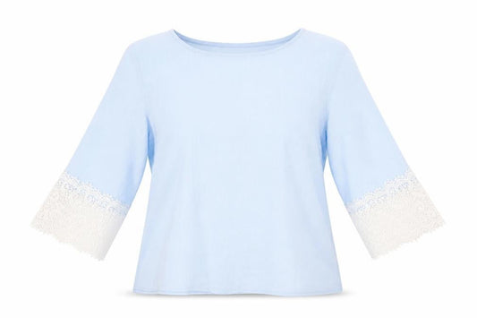 Front view of VILA women’s blue basic blouse, size M