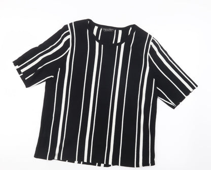 Additional front view of Dorothy Perkins women’s black striped jumper, size UK 12