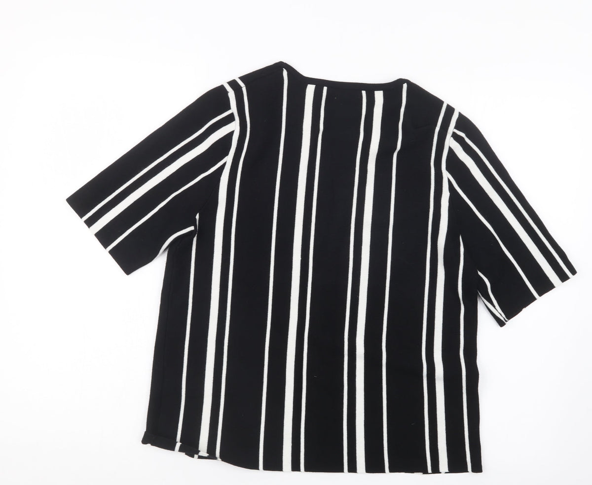Back view of Dorothy Perkins women’s black striped jumper, size UK 12