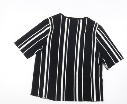Back view of Dorothy Perkins women’s black striped jumper, size UK 12