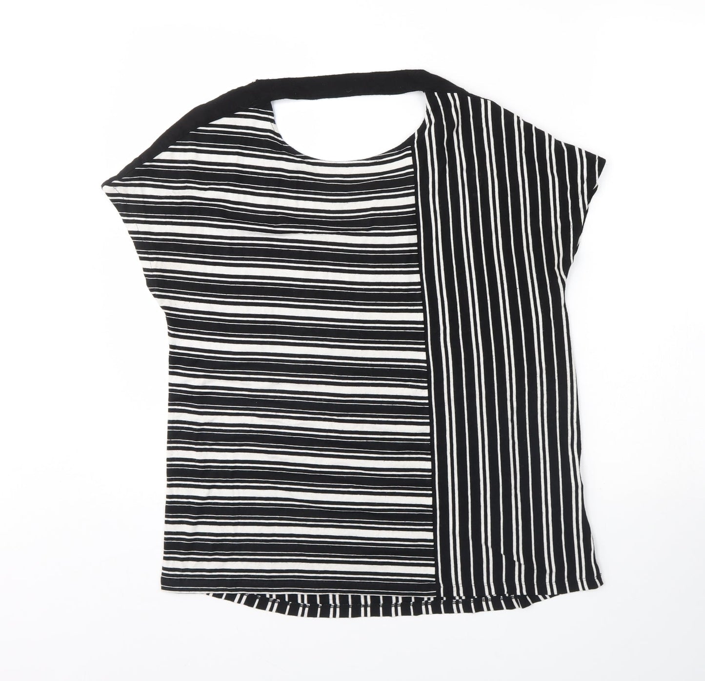 F&F Womens Black Striped  Basic T-Shirt Size 10