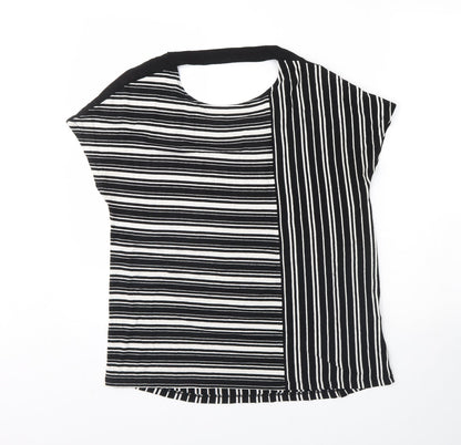 F&F Womens Black Striped  Basic T-Shirt Size 10