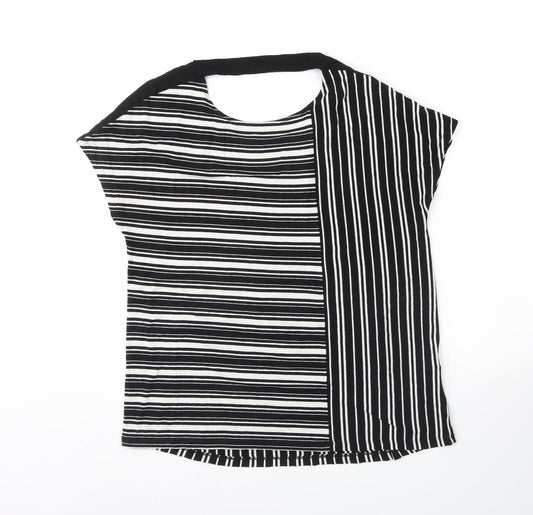 F&F Womens Black Striped  Basic T-Shirt Size 10
