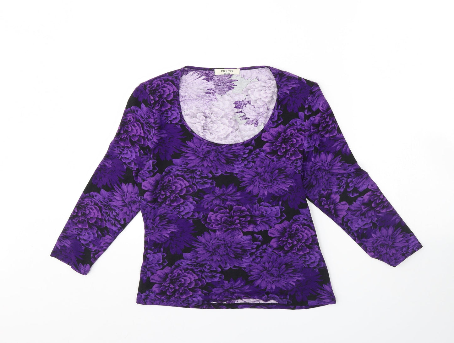 Precis Womens Black Floral  Basic Blouse Size S