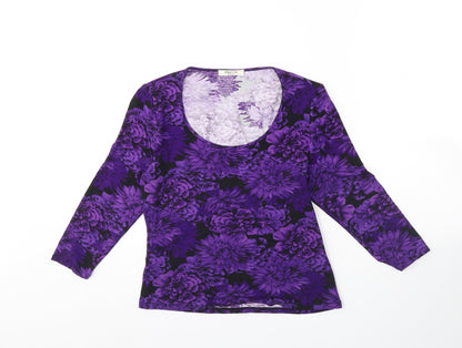 Precis Womens Black Floral  Basic Blouse Size S