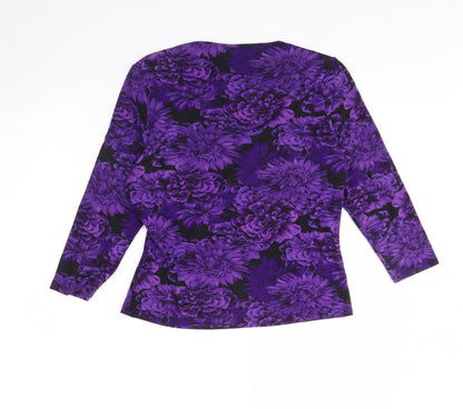 Precis Womens Black Floral  Basic Blouse Size S