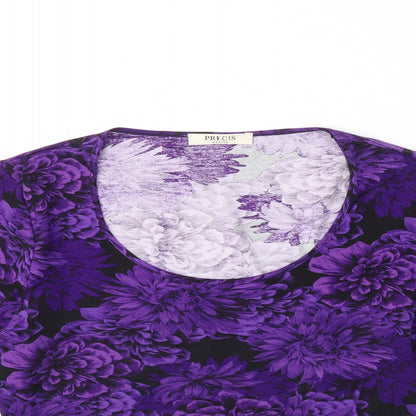 Precis Womens Black Floral  Basic Blouse Size S