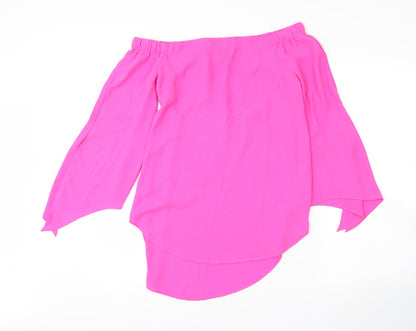 Womens UK Size 10 New Look Pink Basic Blouse