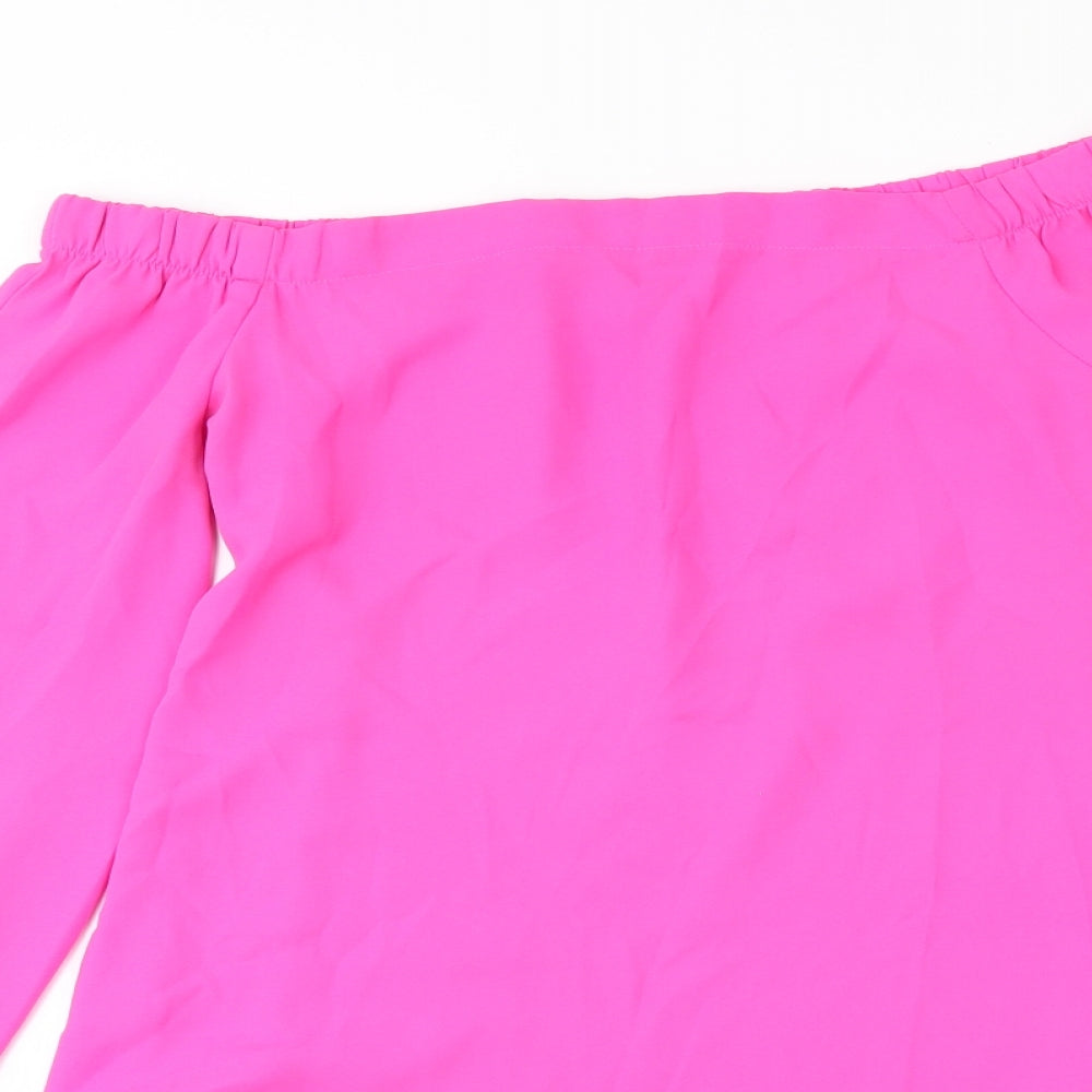 Womens UK Size 10 New Look Pink Basic Blouse
