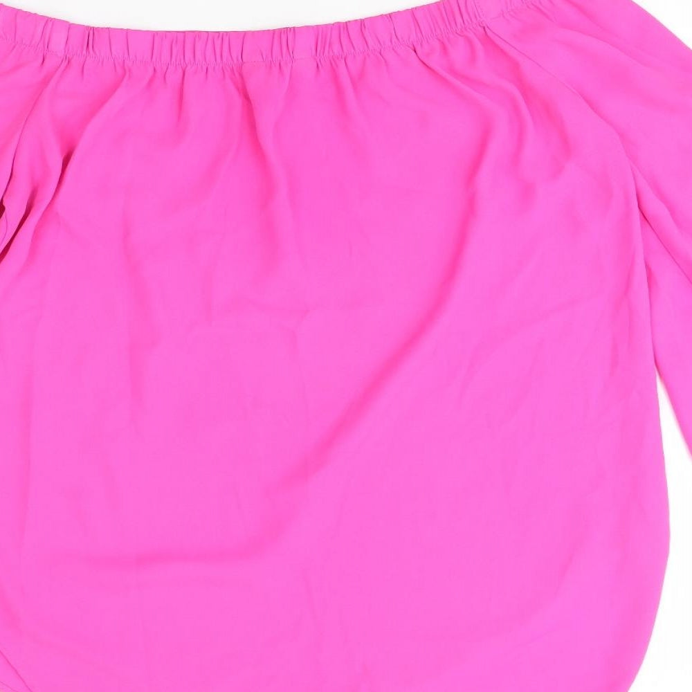 Womens UK Size 10 New Look Pink Basic Blouse