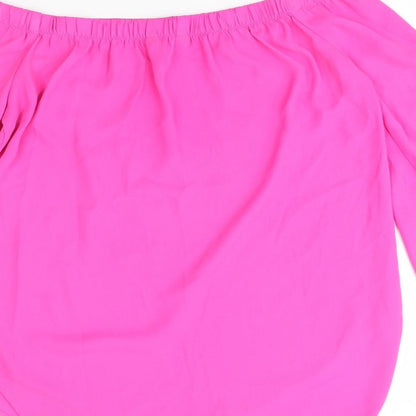 Womens UK Size 10 New Look Pink Basic Blouse