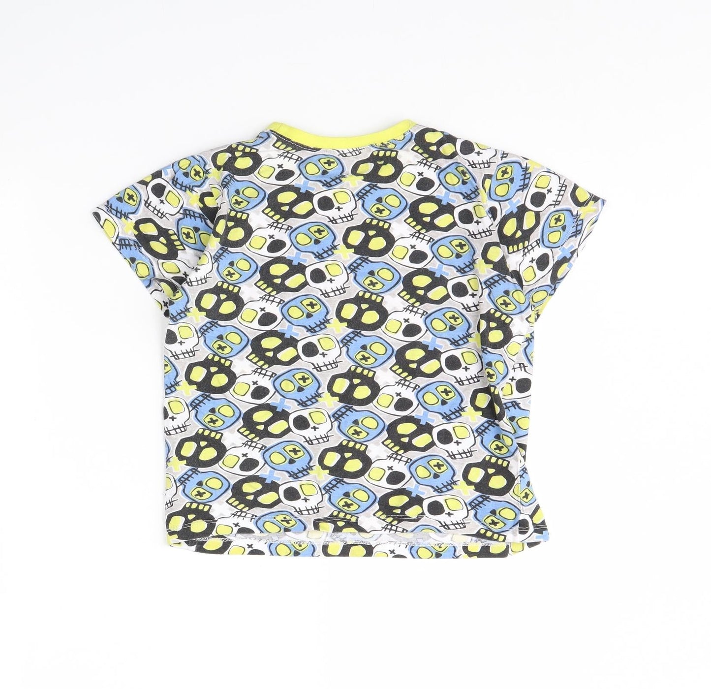 kids Boys Grey Spotted  Basic T-Shirt Size 10 Years  - skull