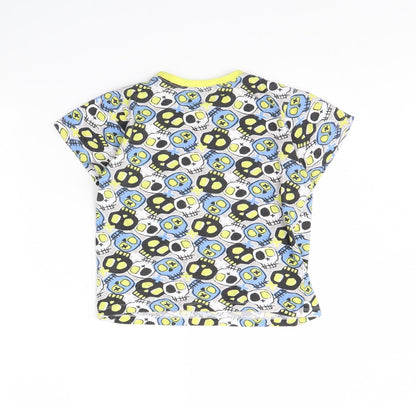 kids Boys Grey Spotted  Basic T-Shirt Size 10 Years  - skull