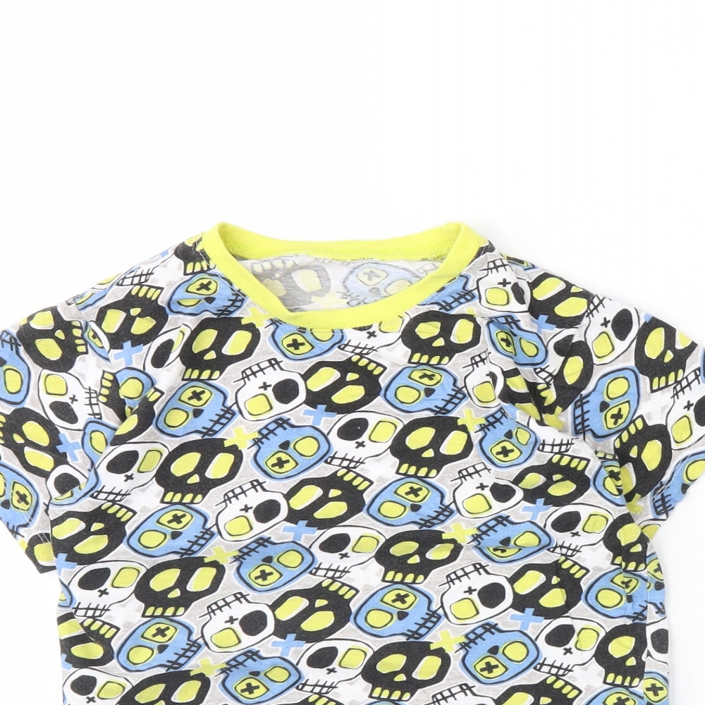 kids Boys Grey Spotted  Basic T-Shirt Size 10 Years  - skull