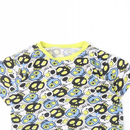 kids Boys Grey Spotted  Basic T-Shirt Size 10 Years  - skull