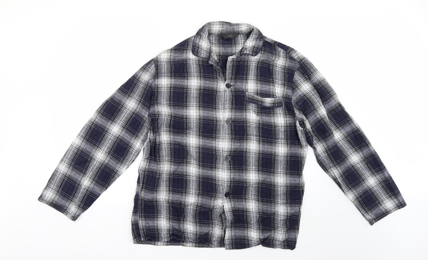 Mens UK Size M Marks and Spencer Blue  Button-Up Long Sleeve Casual Shirt