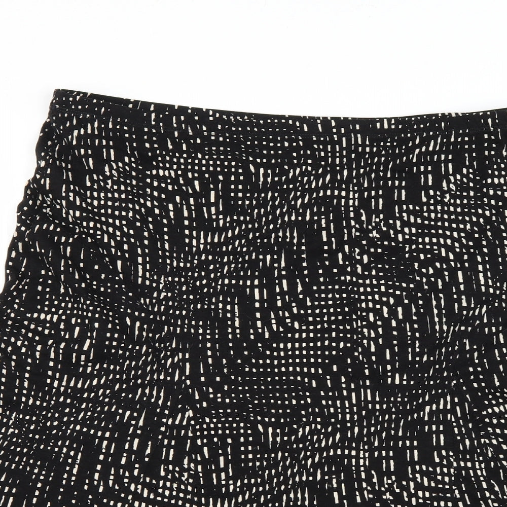 Marks and Spencer Womens Black Geometric  Flare Skirt Size 16