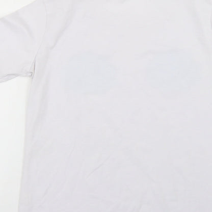 Brand and care label for fearless clothing women’s white geometric basic t-shirt, size UK 14