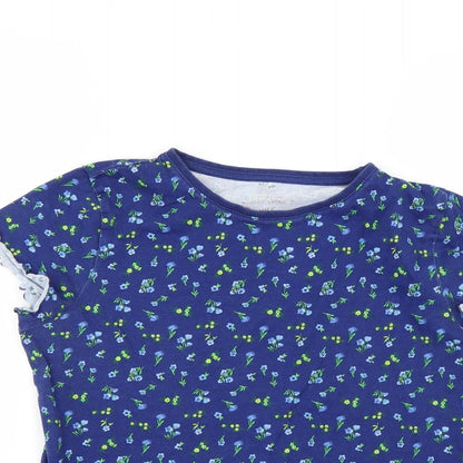 F&F Girls Blue Floral  Basic T-Shirt Size 12-13 Years