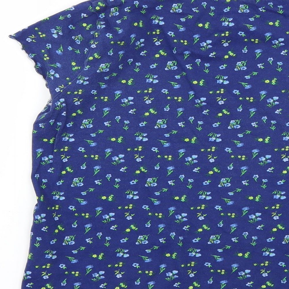 F&F Girls Blue Floral  Basic T-Shirt Size 12-13 Years
