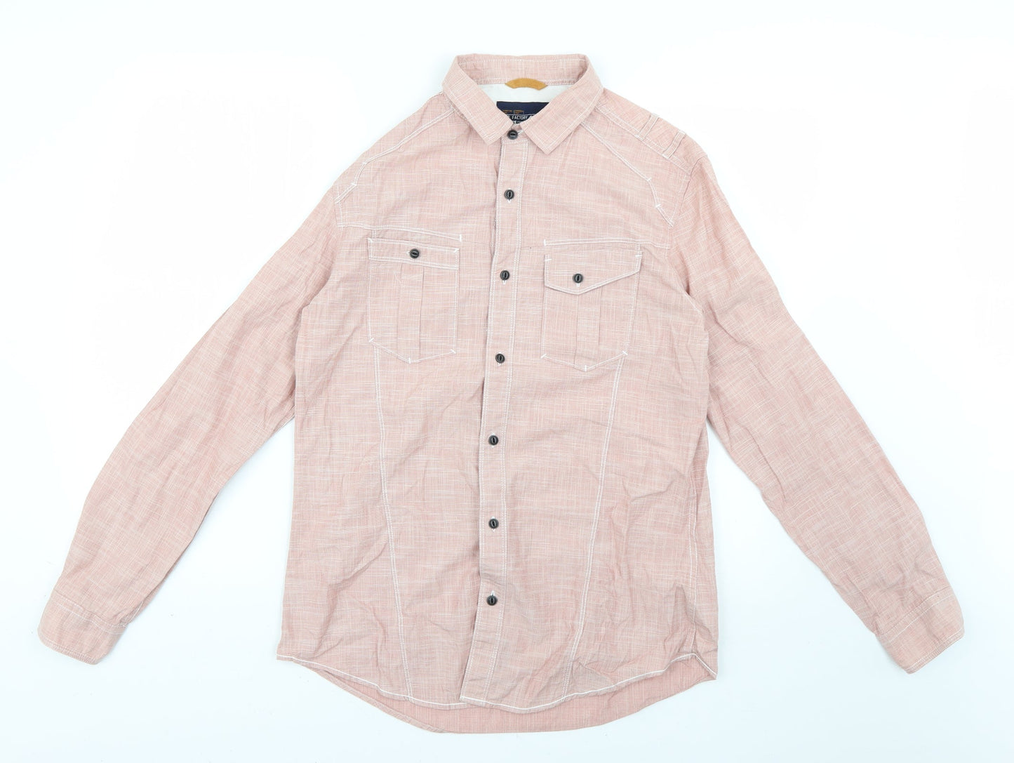 Mens UK Size M f.f.p factory Pink  Button-Up Long Sleeve Casual Shirt