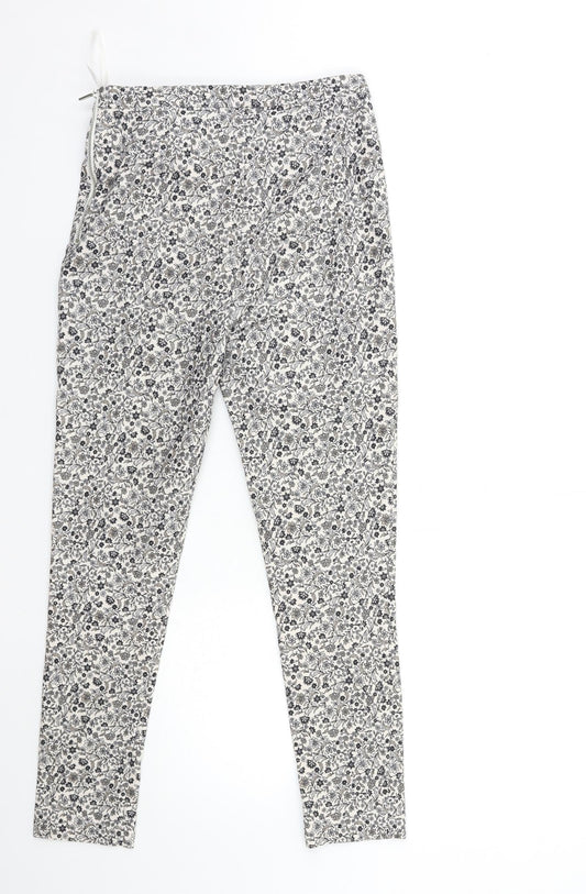 New Look Womens White Floral Denim Trousers  Size 10 L26 in