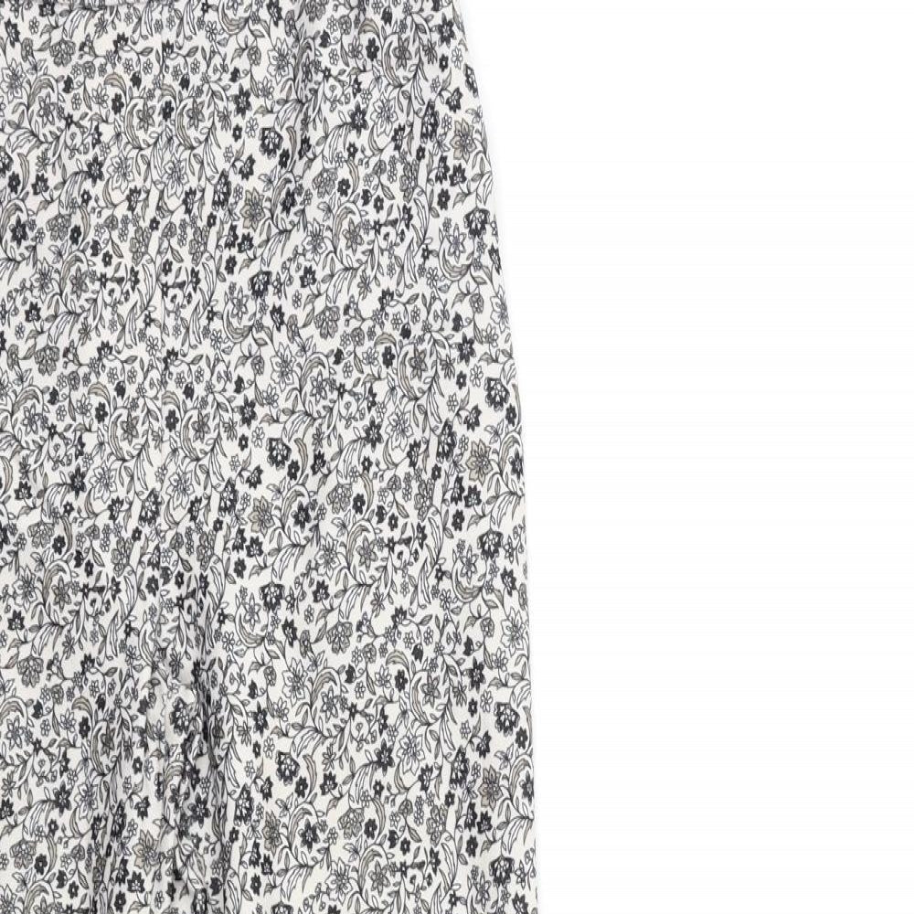 New Look Womens White Floral Denim Trousers  Size 10 L26 in