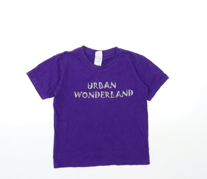 Gildan Girls Purple   Basic T-Shirt Size 7-8 Years  - URBAN WONDERLAND