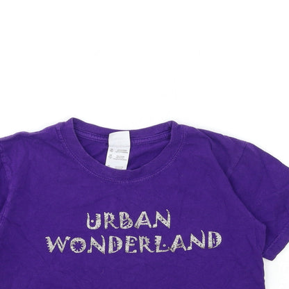 Gildan Girls Purple   Basic T-Shirt Size 7-8 Years  - URBAN WONDERLAND