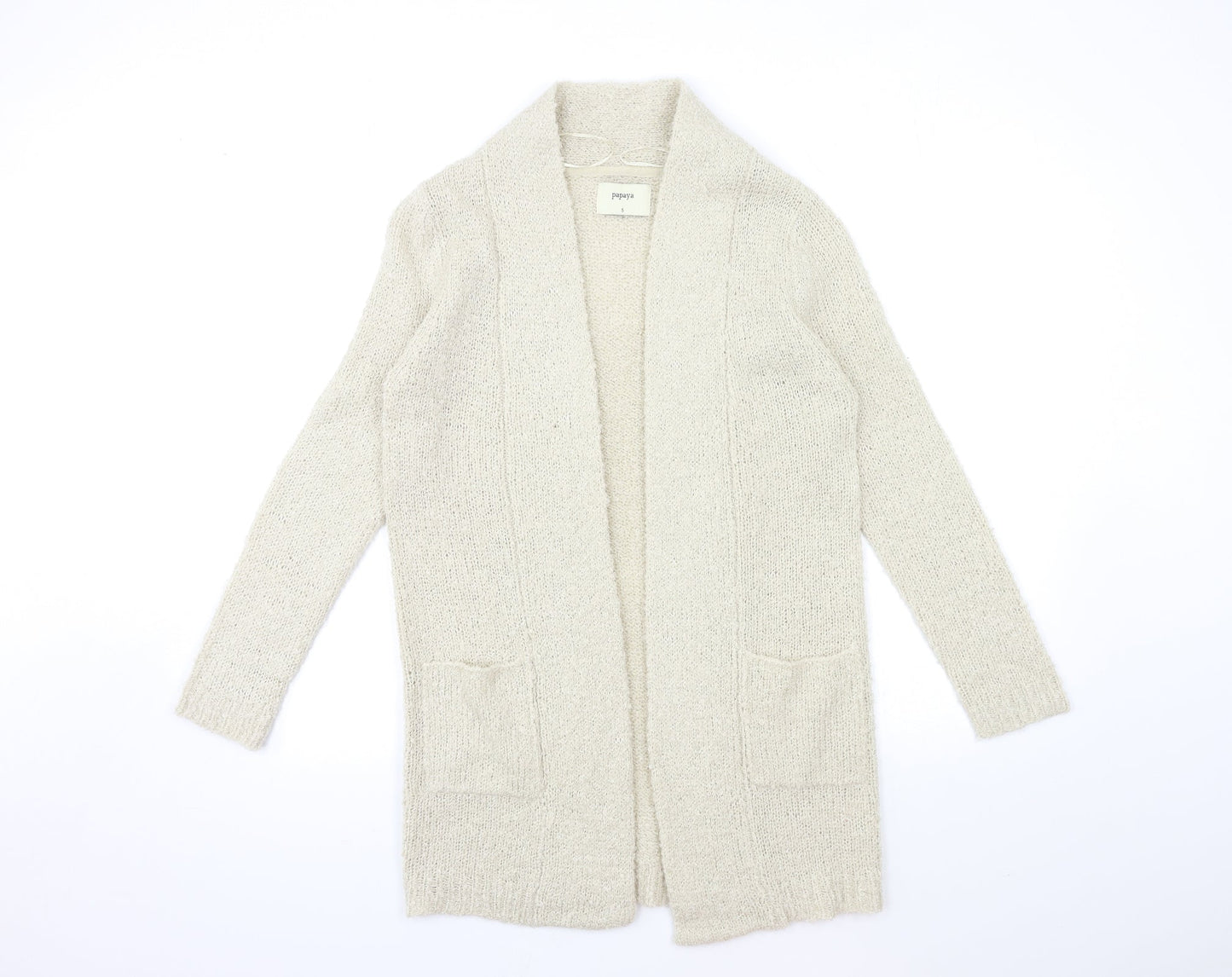 Womens UK Size S Papaya Beige Cardigan Jumper
