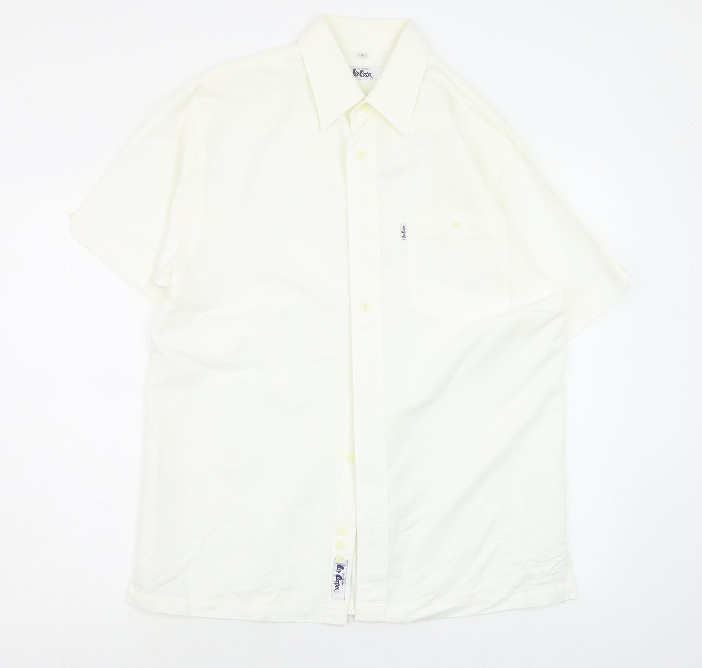Mens UK Size S Lee Cooper White  Button-Up Short Sleeve Casual Shirt