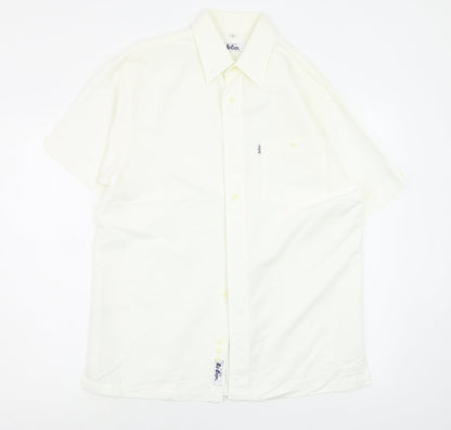 Mens UK Size S Lee Cooper White  Button-Up Short Sleeve Casual Shirt
