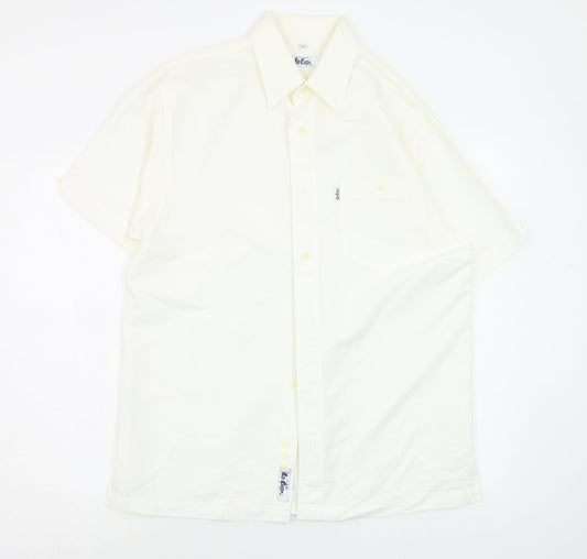 Mens UK Size S Lee Cooper White  Button-Up Short Sleeve Casual Shirt