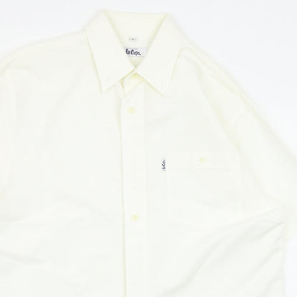 Mens UK Size S Lee Cooper White  Button-Up Short Sleeve Casual Shirt