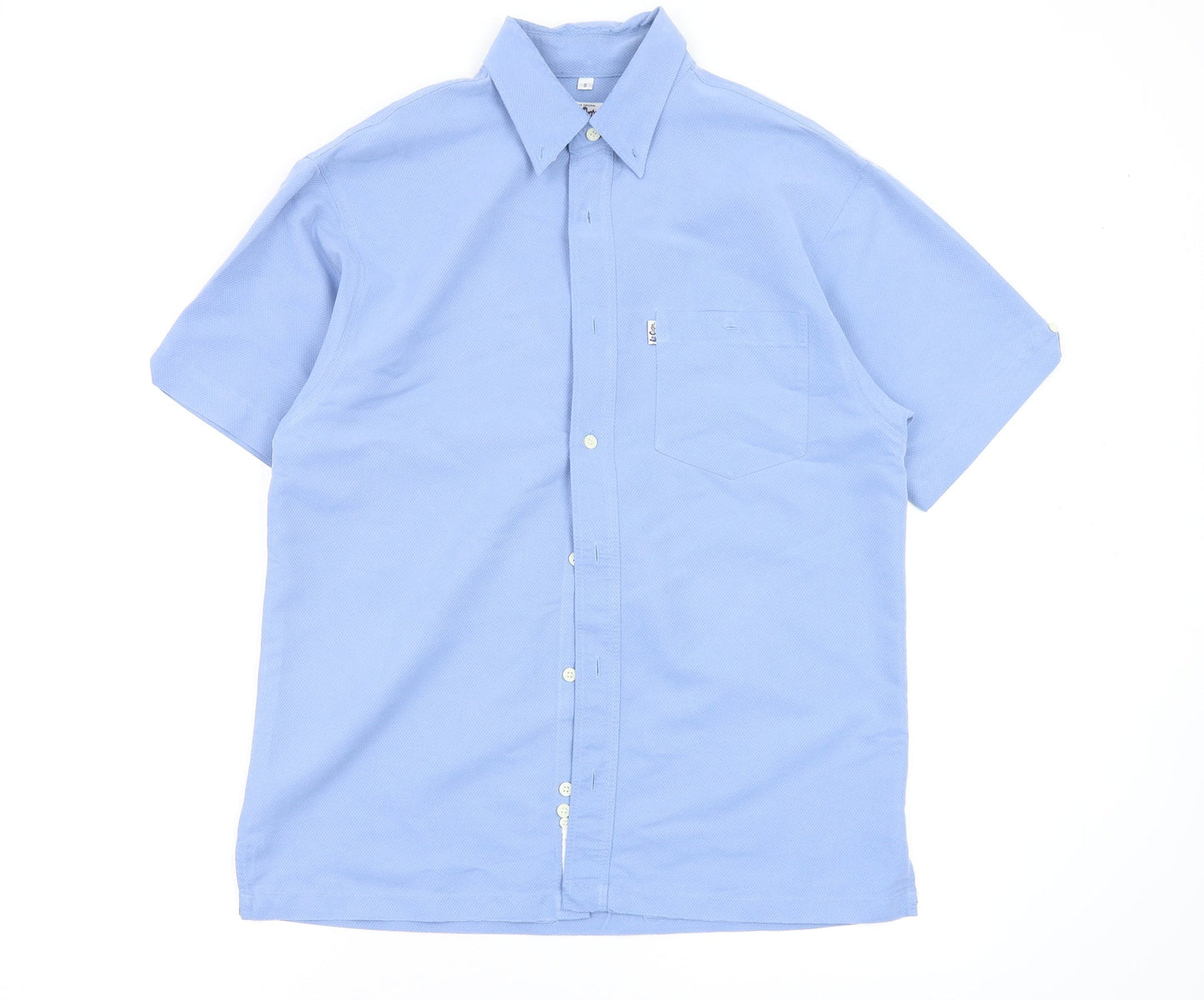 Mens UK Size S Lee Cooper Blue  Button-Up Short Sleeve Casual Shirt